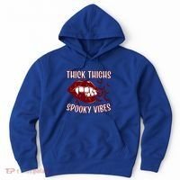 Thick Thighs And Spooky Vibes Vampire Bat Lips Gift Hoodie thumb 0