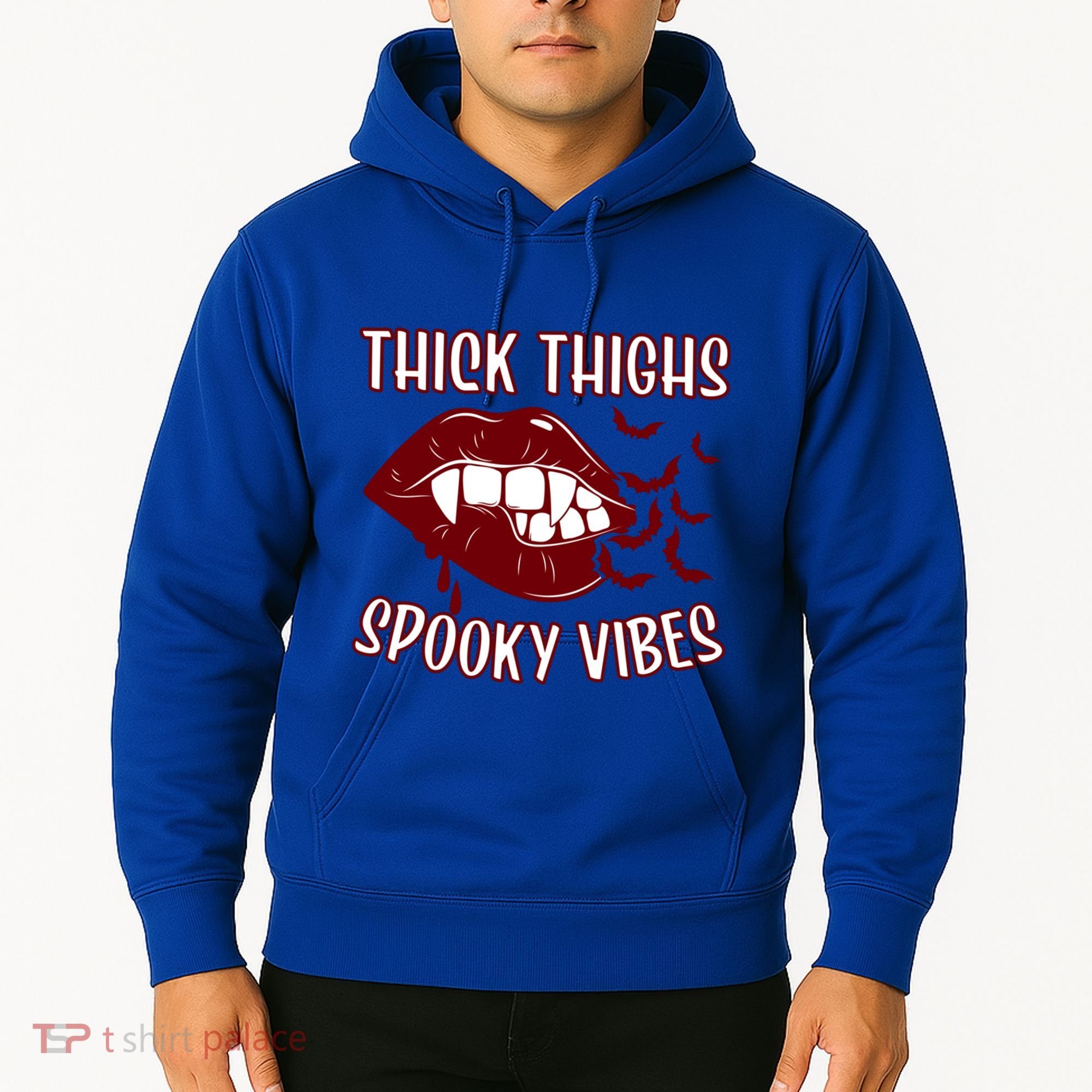 Thick Thighs And Spooky Vibes Vampire Bat Lips Gift Hoodie