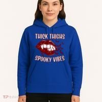 Thick Thighs And Spooky Vibes Vampire Bat Lips Gift Hoodie thumb 5