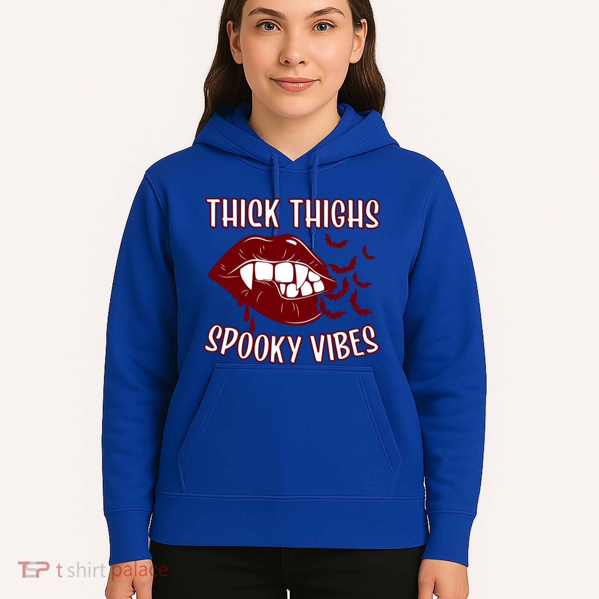 Thick Thighs And Spooky Vibes Vampire Bat Lips Gift Hoodie