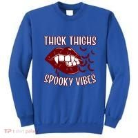 Thick Thighs And Spooky Vibes Vampire Bat Lips Gift Sweatshirt thumb 0