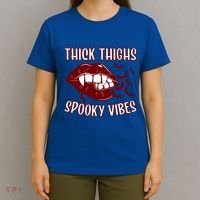 Thick Thighs And Spooky Vibes Vampire Bat Lips Gift T-Shirt thumb 4