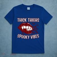 Thick Thighs And Spooky Vibes Vampire Bat Lips Gift T-Shirt thumb 5