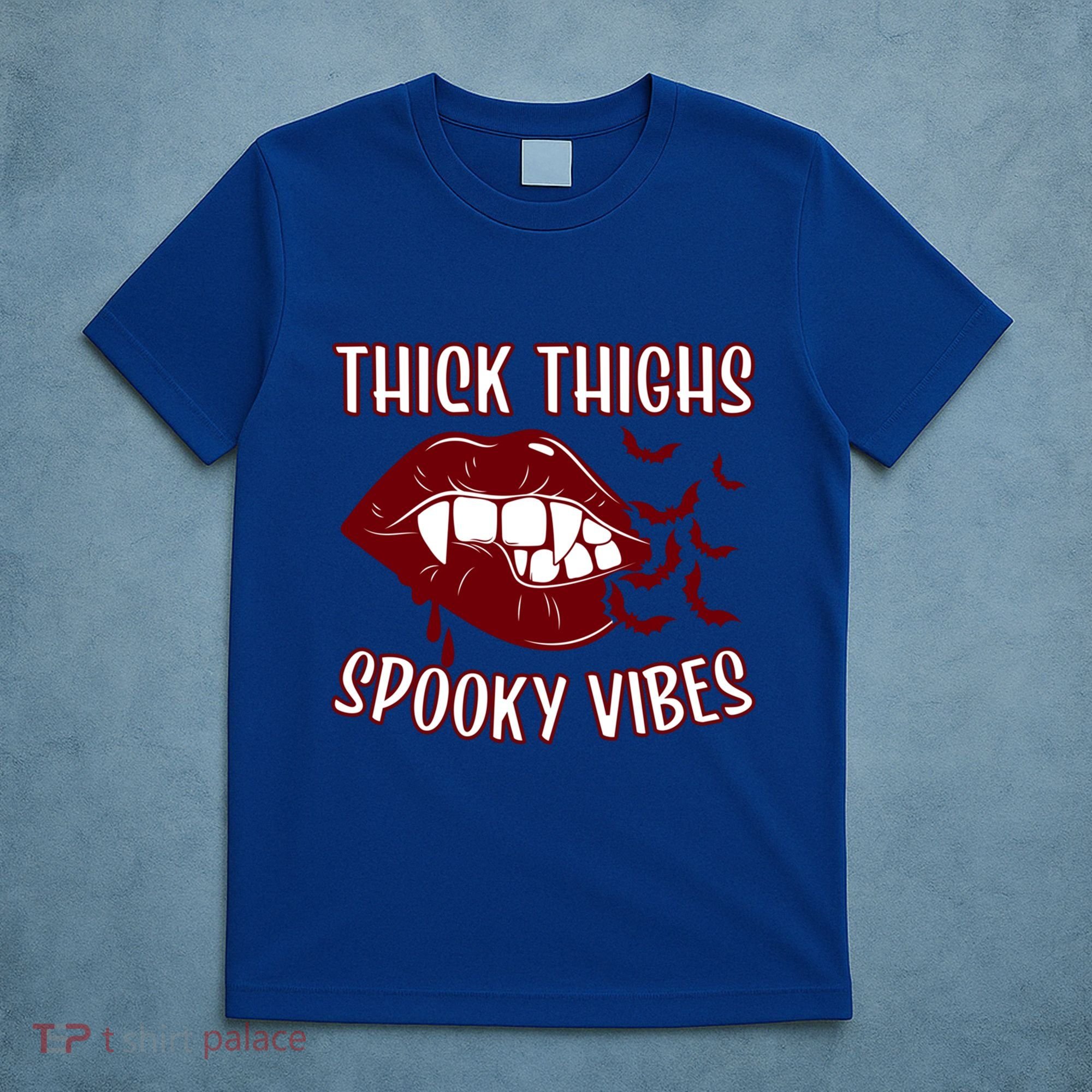 Thick Thighs And Spooky Vibes Vampire Bat Lips Gift T-Shirt