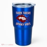 Thick Thighs And Spooky Vibes Vampire Bat Lips Gift Tumbler thumb 0