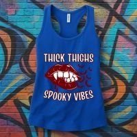 Thick Thighs And Spooky Vibes Vampire Bat Lips Gift Women's Tank Top thumb 3