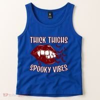 Thick Thighs And Spooky Vibes Vampire Bat Lips Gift Tank Top thumb 2