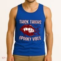 Thick Thighs And Spooky Vibes Vampire Bat Lips Gift Tank Top thumb 3