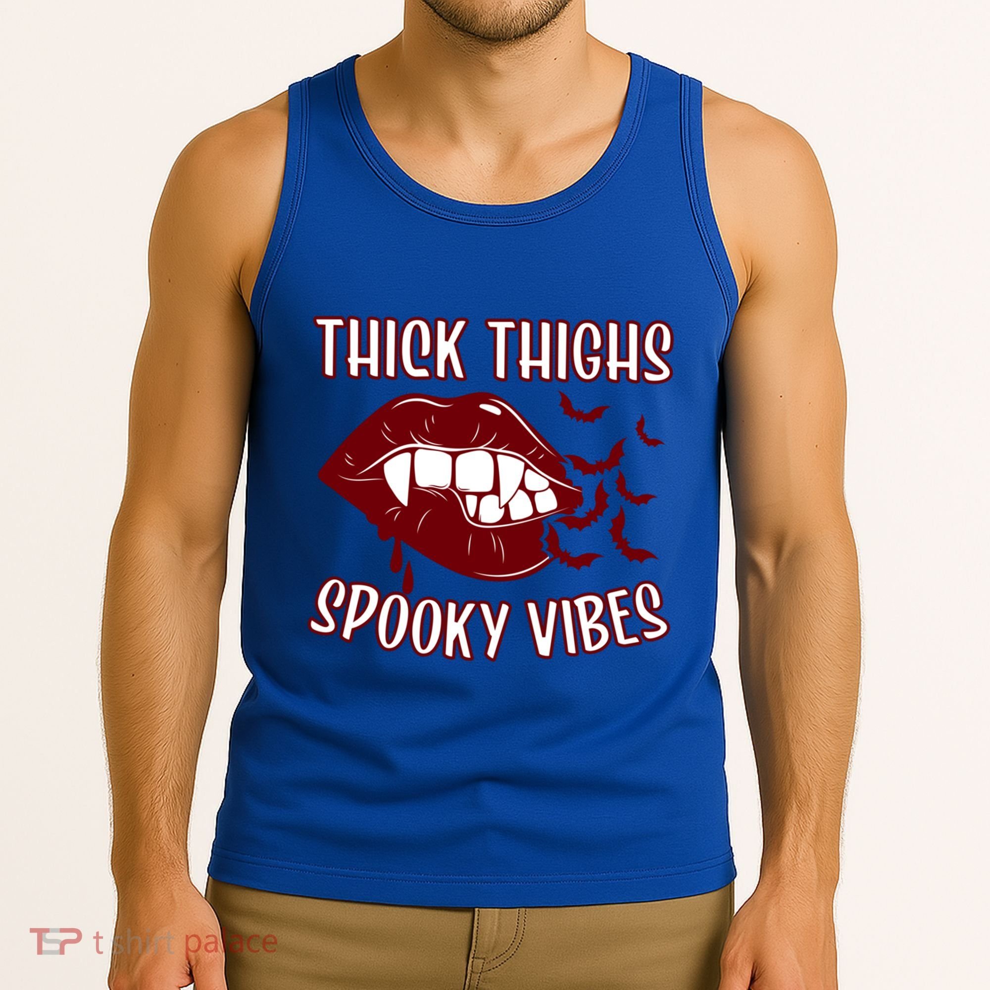 Thick Thighs And Spooky Vibes Vampire Bat Lips Gift Tank Top