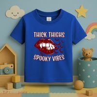 Thick Thighs And Spooky Vibes Vampire Bat Lips Gift Toddler T-Shirt thumb 3