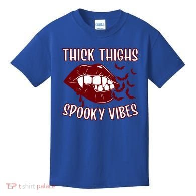 Thick Thighs And Spooky Vibes Vampire Bat Lips Gift Kids T-Shirt