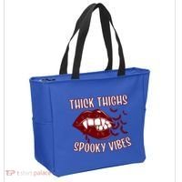 Thick Thighs And Spooky Vibes Vampire Bat Lips Gift Tote Bag thumb 2
