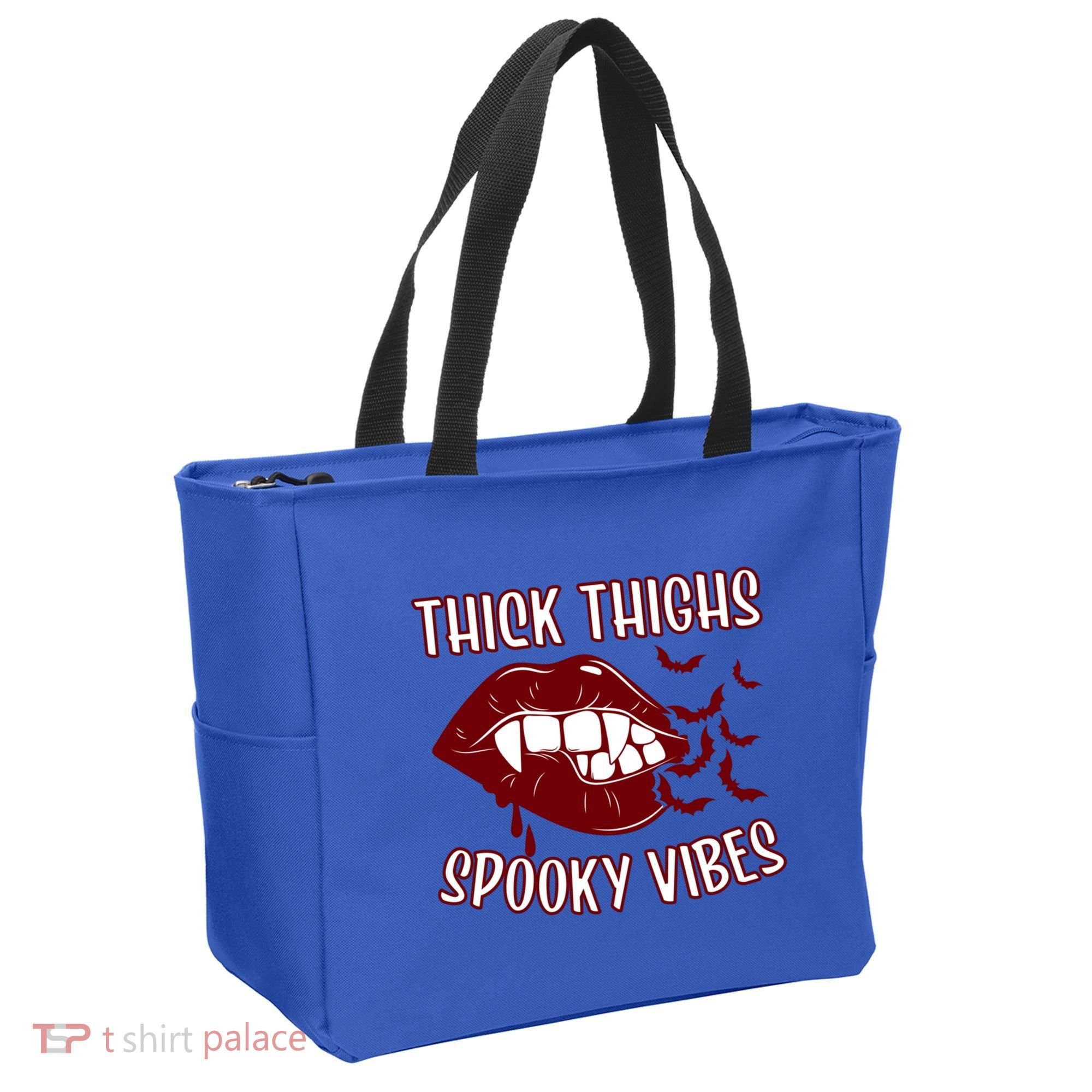 Thick Thighs And Spooky Vibes Vampire Bat Lips Gift Tote Bag