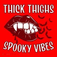 Thick Thighs And Spooky Vibes Vampire Bat Lips Gift Santa Hat thumb 1