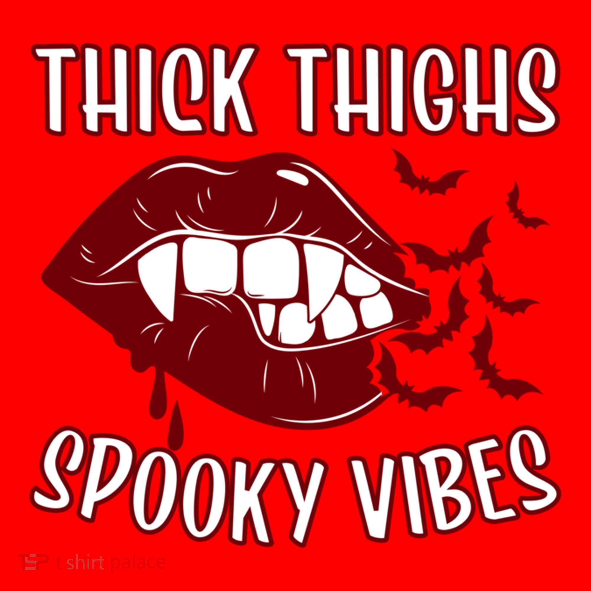 Thick Thighs And Spooky Vibes Vampire Bat Lips Gift Santa Hat