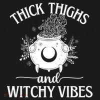 Thick Thighs And Witchy Vibes Halloween Cute Gift Women's Hoodie thumb 2
