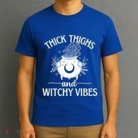 Thick Thighs And Witchy Vibes Halloween Cute Gift T-Shirt thumb 3