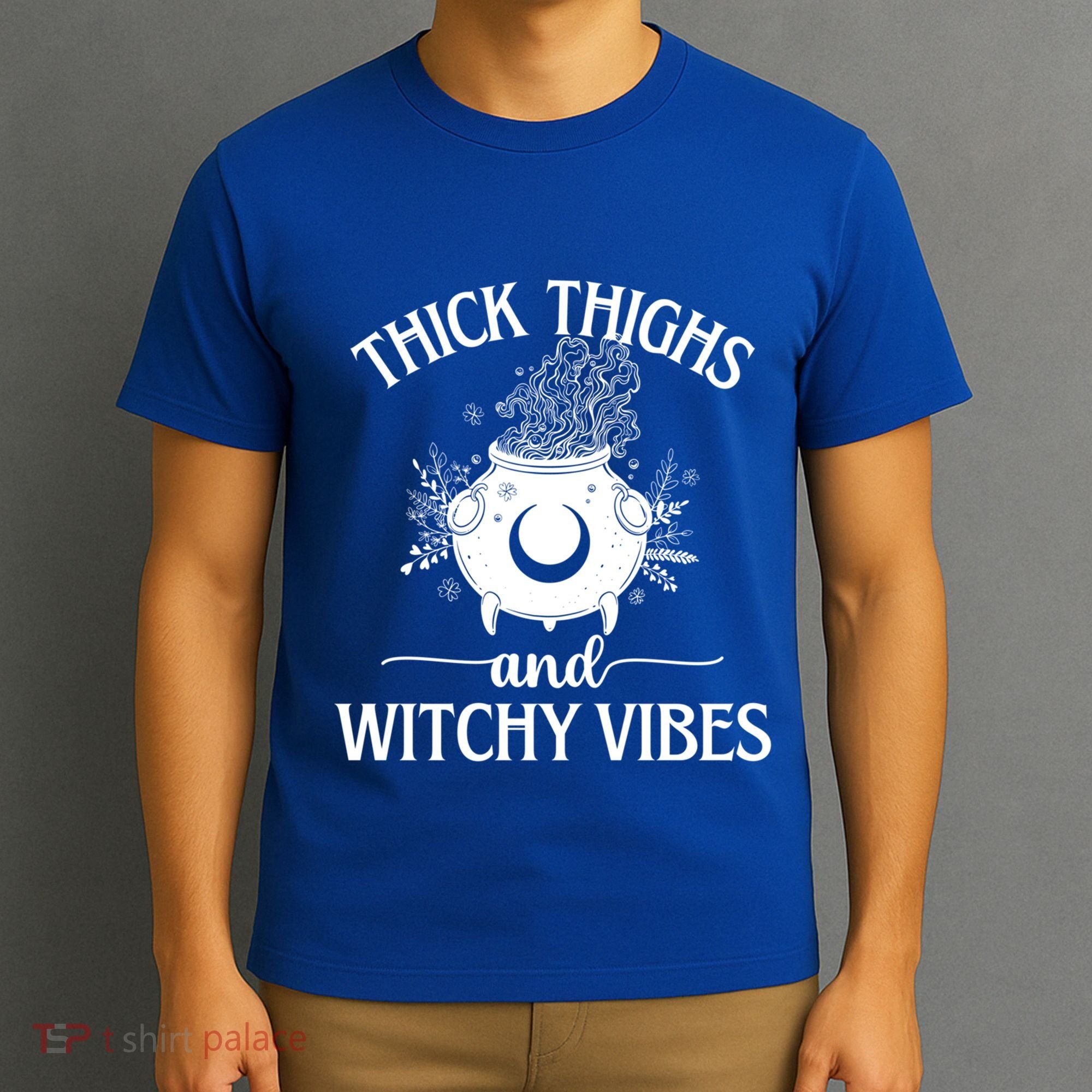 Thick Thighs And Witchy Vibes Halloween Cute Gift T-Shirt