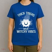 Thick Thighs And Witchy Vibes Halloween Cute Gift T-Shirt thumb 4