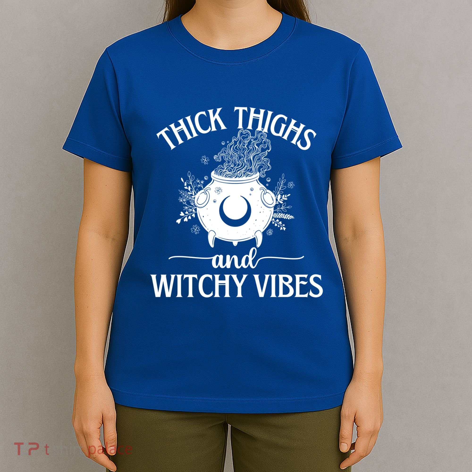 Thick Thighs And Witchy Vibes Halloween Cute Gift T-Shirt