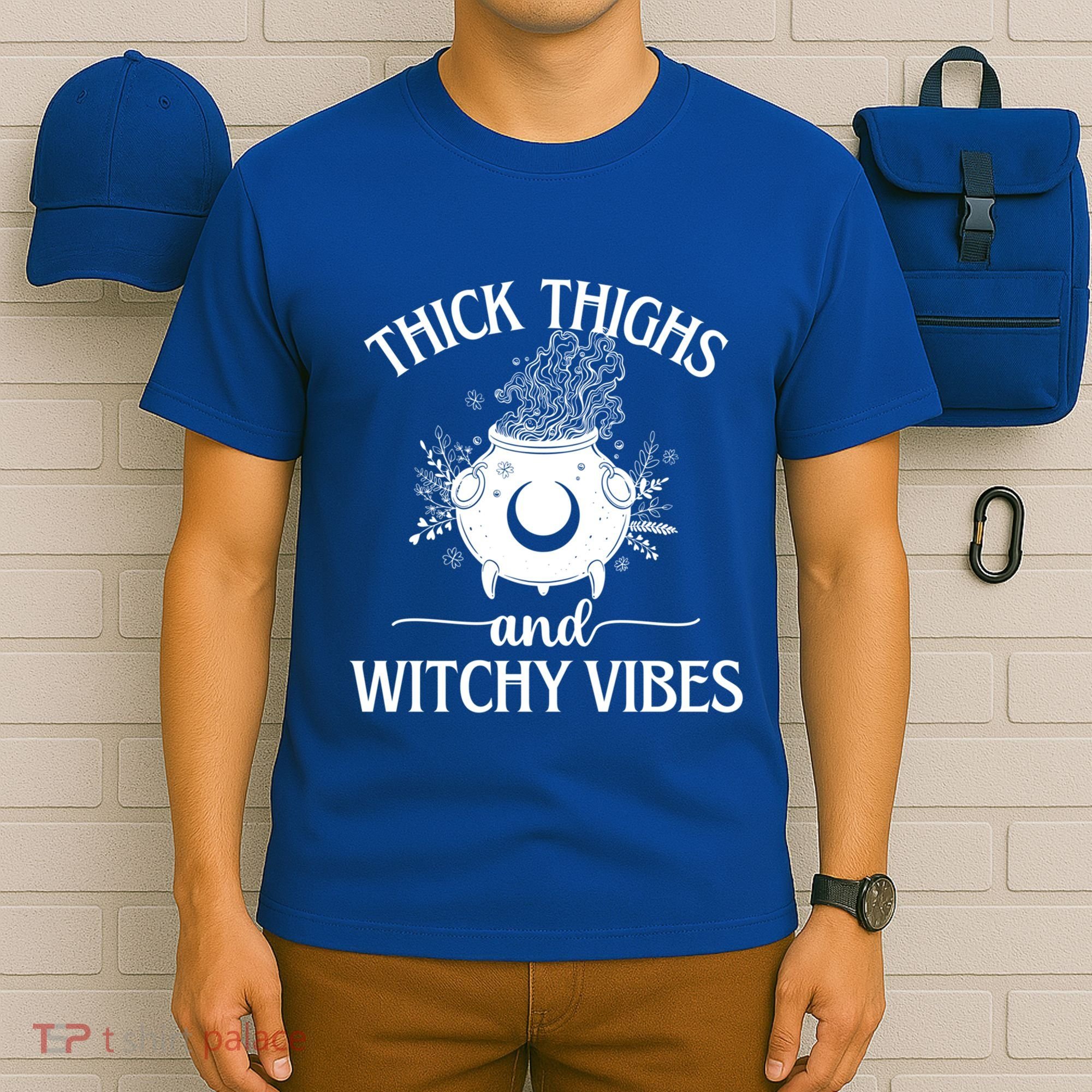 Thick Thighs And Witchy Vibes Halloween Cute Gift T-Shirt