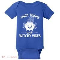 Thick Thighs And Witchy Vibes Halloween Cute Gift Baby Bodysuit thumb 0