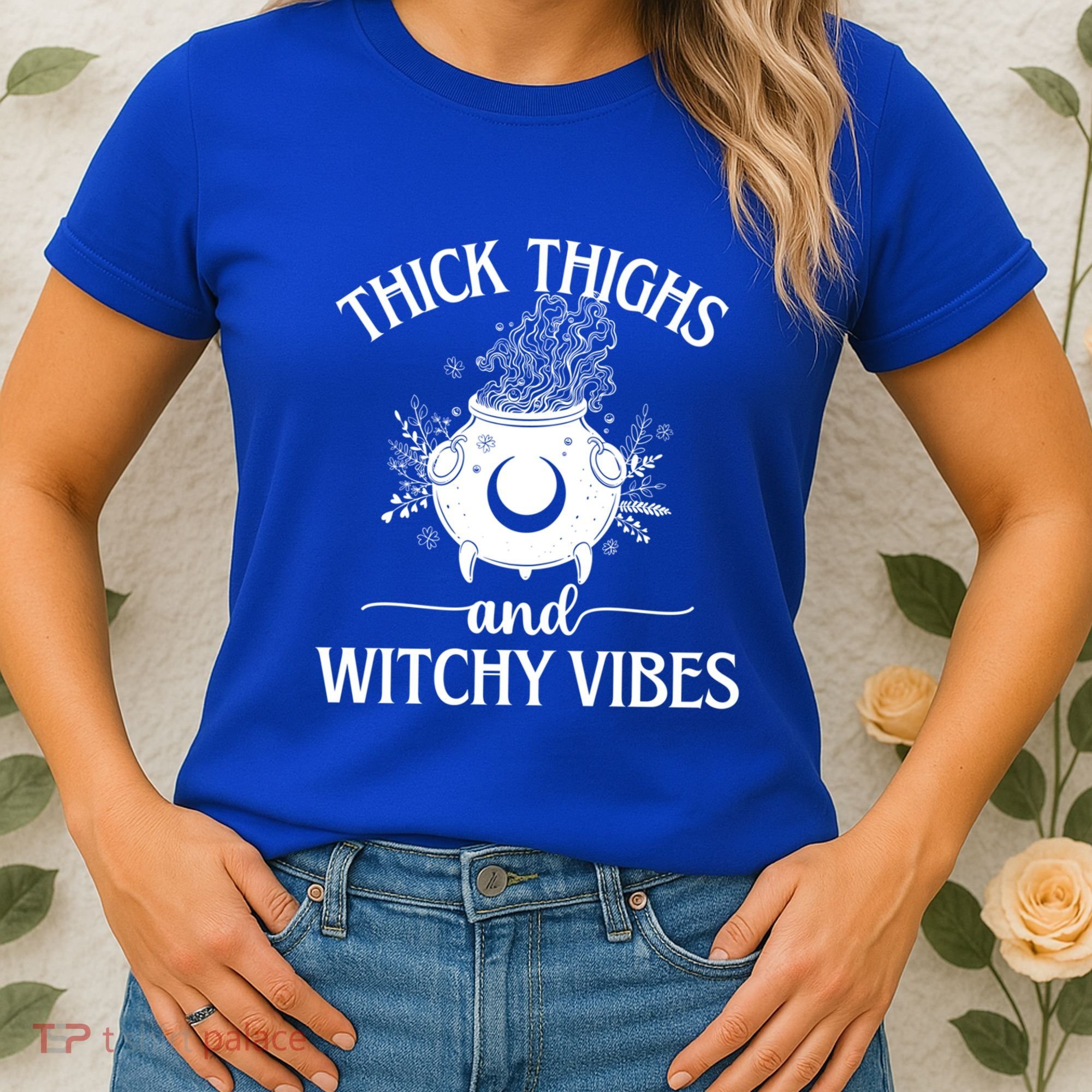 Thick Thighs And Witchy Vibes Halloween Cute Gift Women's T-Shirt