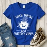 Thick Thighs And Witchy Vibes Halloween Cute Gift Women's T-Shirt thumb 3