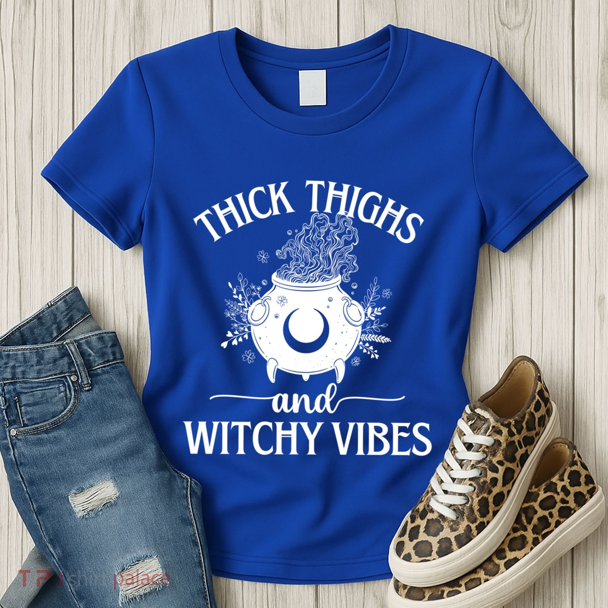 Thick Thighs And Witchy Vibes Halloween Cute Gift Women's T-Shirt