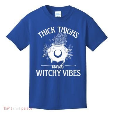 Thick Thighs And Witchy Vibes Halloween Cute Gift Kids T-Shirt