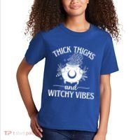 Thick Thighs And Witchy Vibes Halloween Cute Gift Kids T-Shirt thumb 2