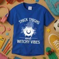 Thick Thighs And Witchy Vibes Halloween Cute Gift Kids T-Shirt thumb 3
