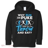 Throwing Track And Field Why Run And Puke Thrower Toddler Hoodie thumb 0