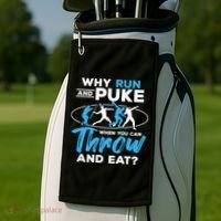 Throwing Track And Field Why Run And Puke Thrower Golf Towel thumb 2