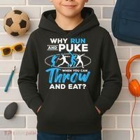 Throwing Track And Field Why Run And Puke Thrower Kids Hoodie thumb 2