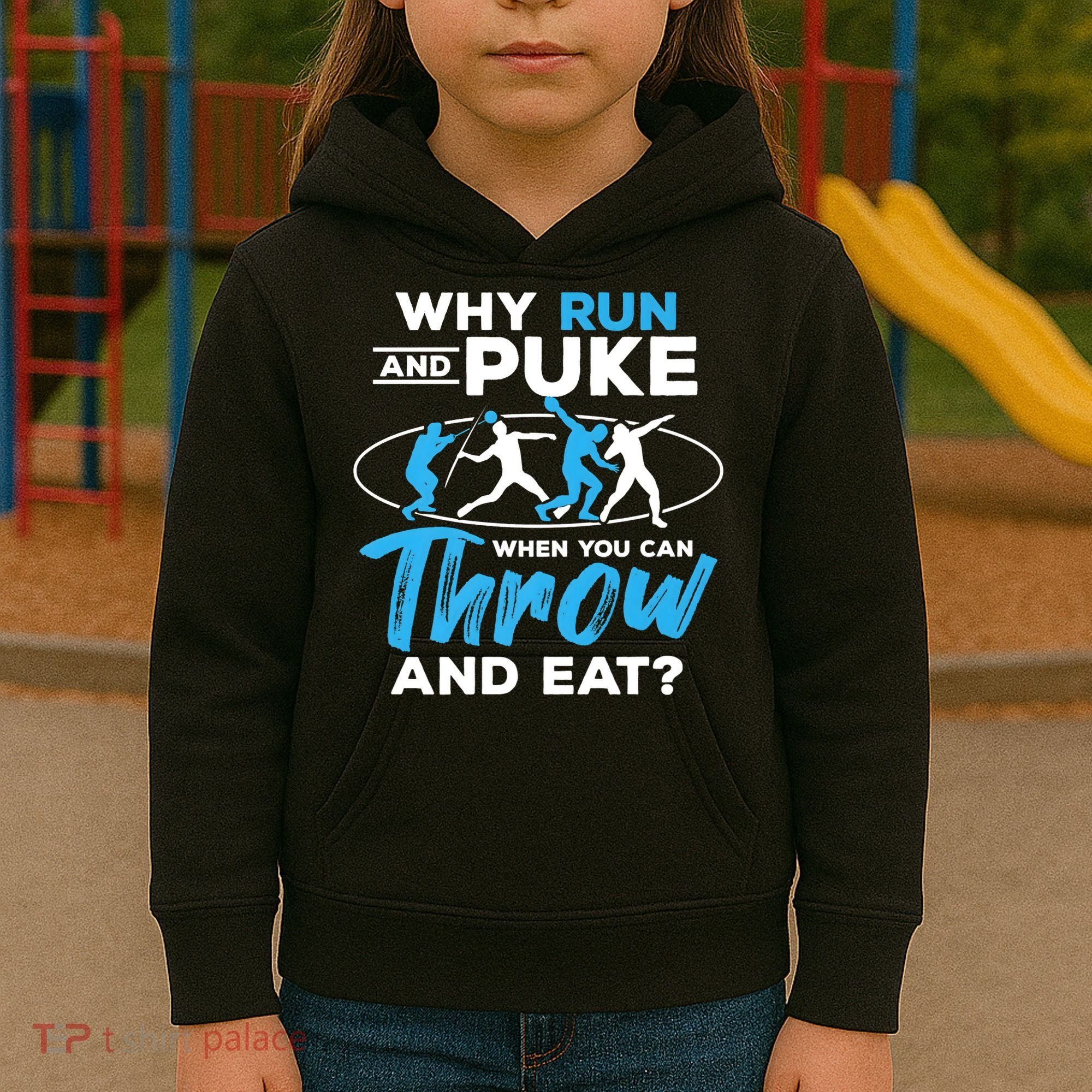 Throwing Track And Field Why Run And Puke Thrower Kids Hoodie