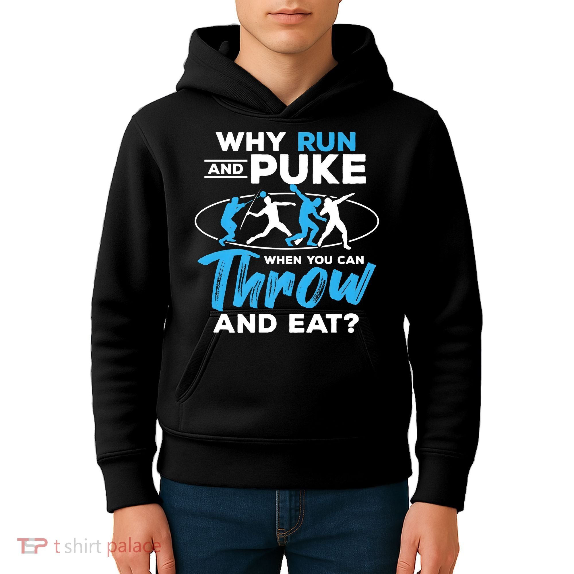 Throwing Track And Field Why Run And Puke Thrower Kids Hoodie