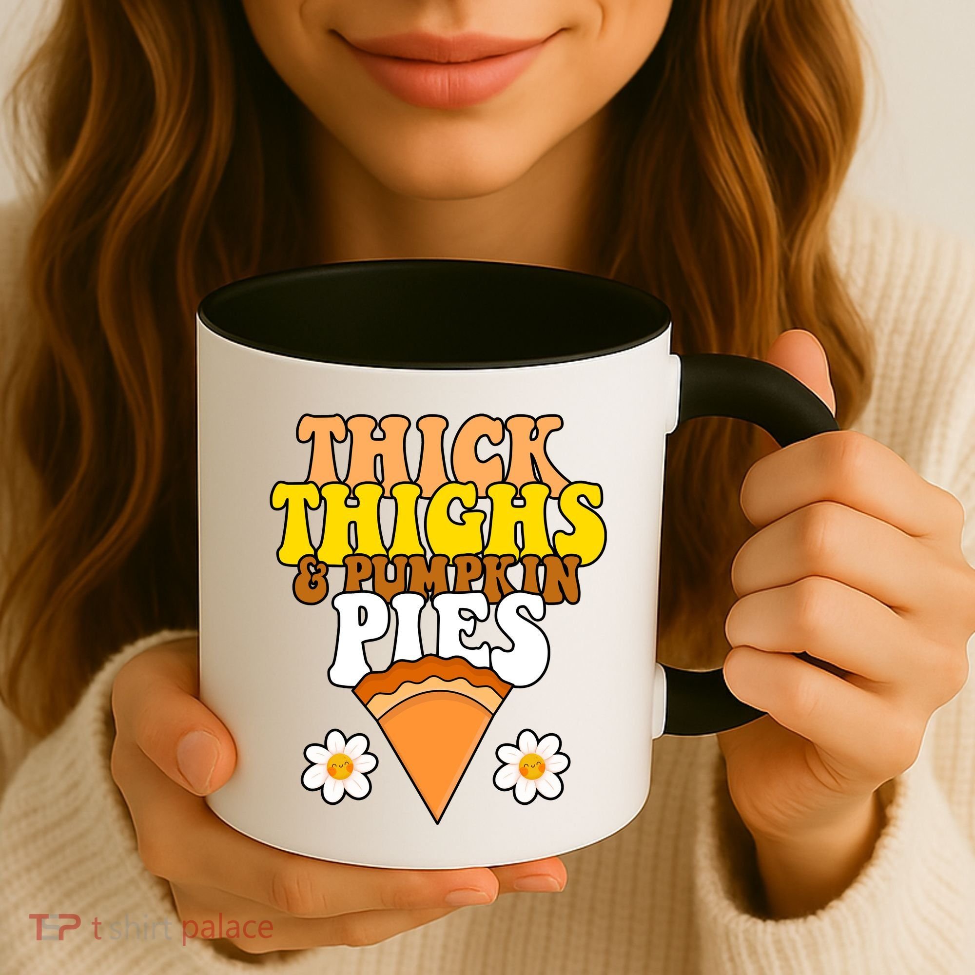 Thick Thighs And Pumpkin Pies Cute Thanksgiving Coffee Mug