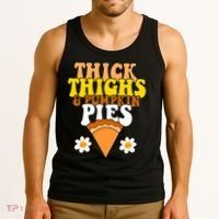 Thick Thighs And Pumpkin Pies Cute Thanksgiving Tank Top thumb 3