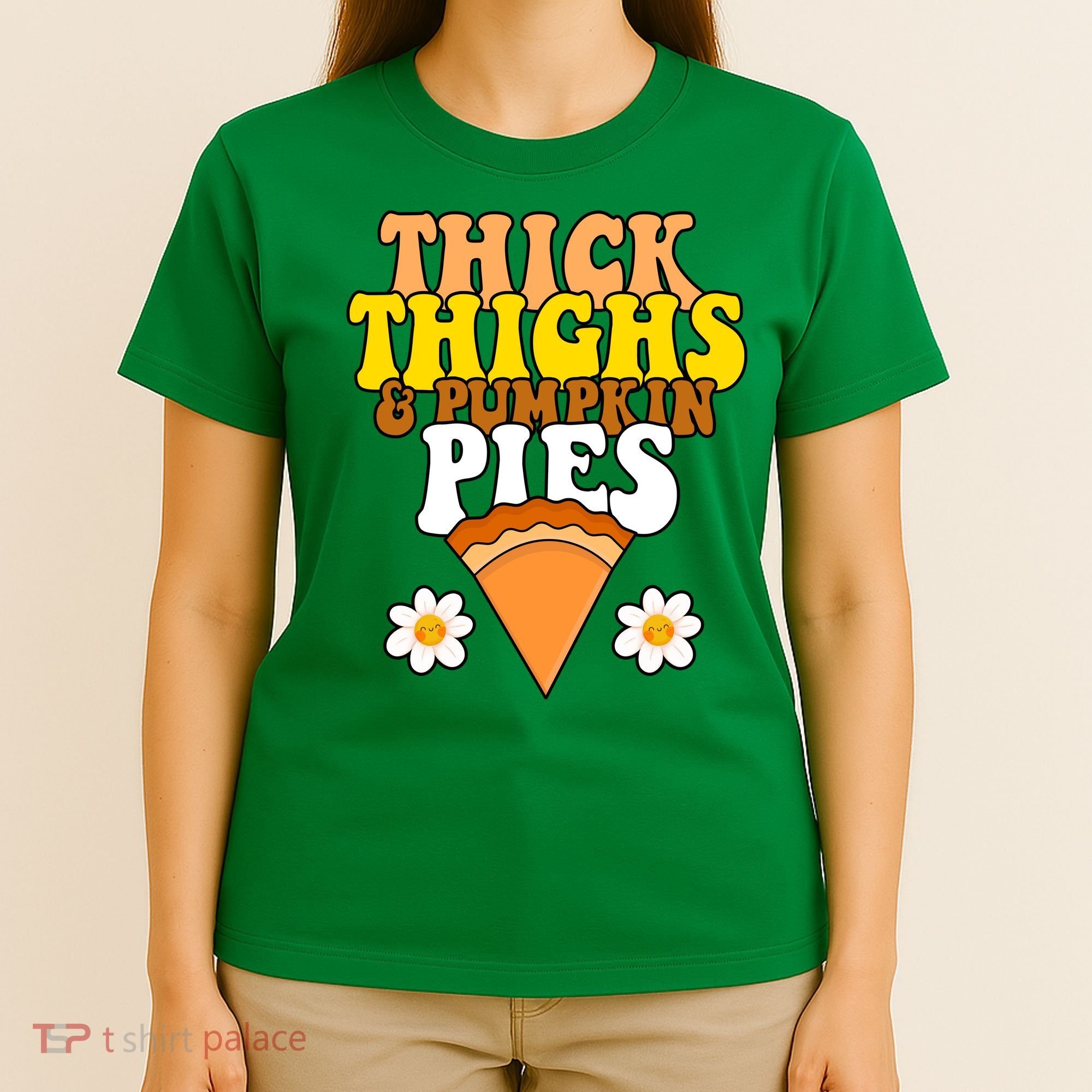 Thick Thighs And Pumpkin Pies Cute Thanksgiving T-Shirt
