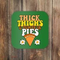 Thick Thighs And Pumpkin Pies Cute Thanksgiving Coaster thumb 0