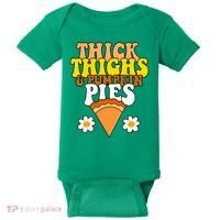 Thick Thighs And Pumpkin Pies Cute Thanksgiving Baby Bodysuit thumb 0