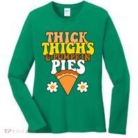Thick Thighs And Pumpkin Pies Cute Thanksgiving Women's Long Sleeve Shirt thumb 0