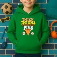 Thick Thighs And Pumpkin Pies Cute Thanksgiving Kids Hoodie thumb 2