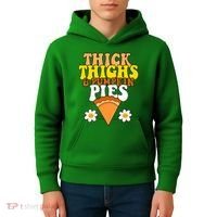 Thick Thighs And Pumpkin Pies Cute Thanksgiving Kids Hoodie thumb 4