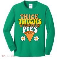Thick Thighs And Pumpkin Pies Cute Thanksgiving Kids Long Sleeve Shirt thumb 0