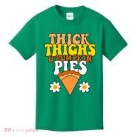 Thick Thighs And Pumpkin Pies Cute Thanksgiving Kids T-Shirt thumb 0