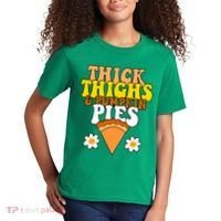 Thick Thighs And Pumpkin Pies Cute Thanksgiving Kids T-Shirt thumb 2