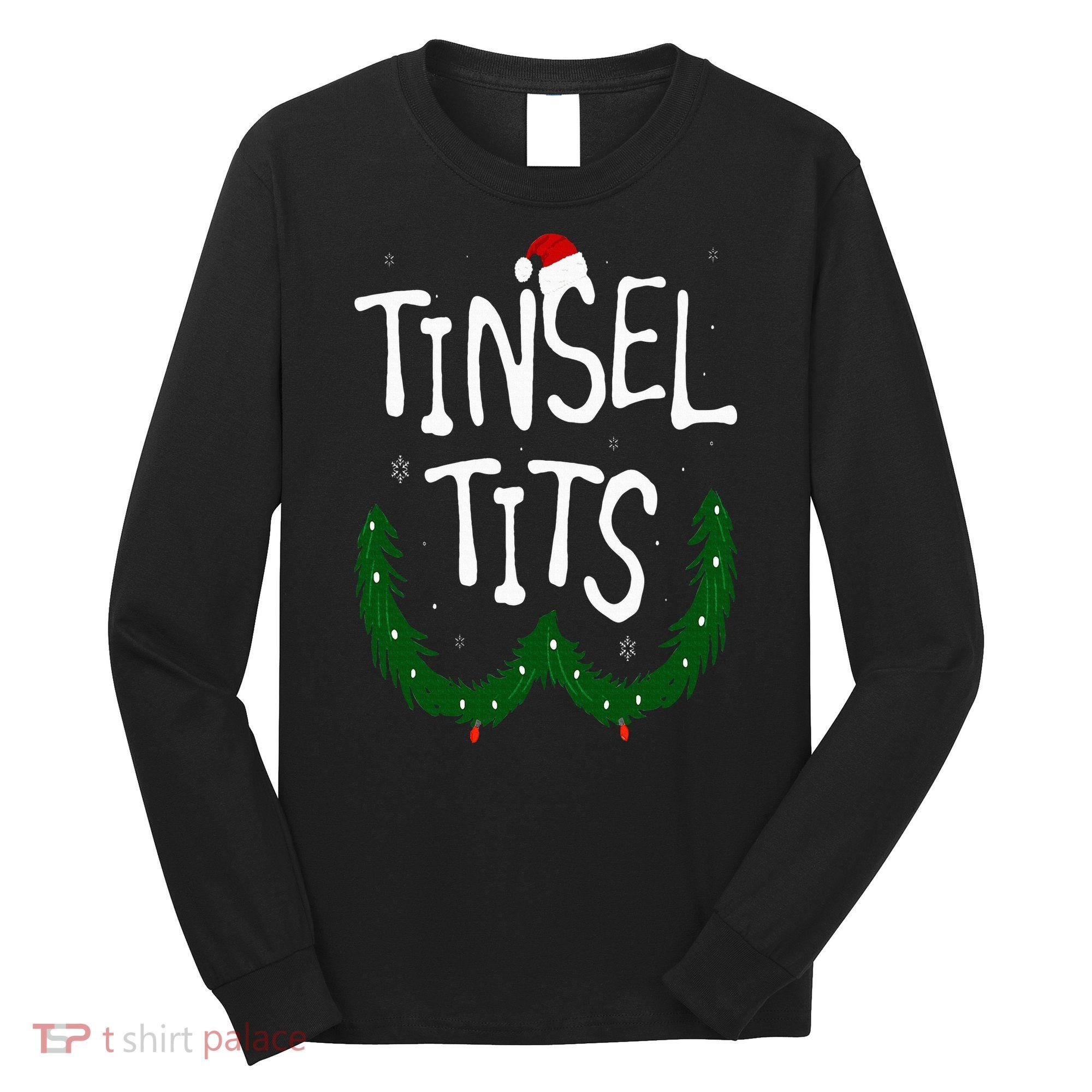 Tinsel Tits And Jingle Balls Funny Matching Christmas Couple Long Sleeve Shirt