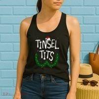 Tinsel Tits And Jingle Balls Funny Matching Christmas Couple Women's Tank Top thumb 2